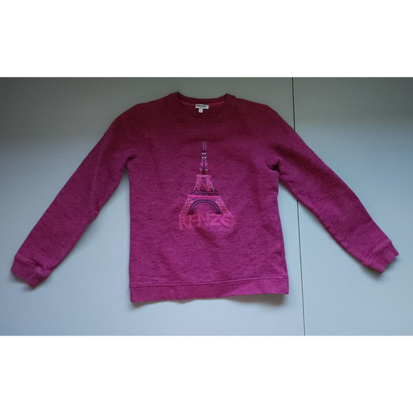 Kenzo Paris Embroidered Eiffel Tower Sweatshirt Size S Purple Pink - Picture 2 of 9